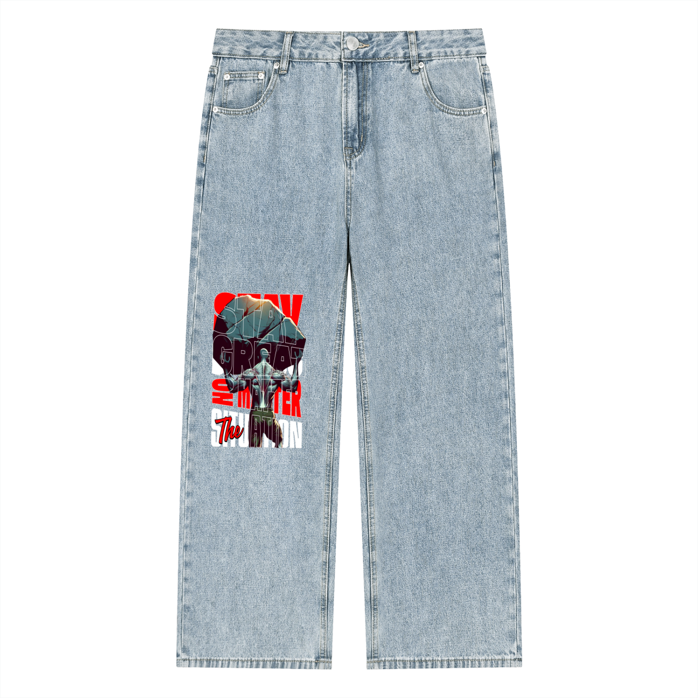 SGNMTS Unisex Vintage Wash Straight Leg Jeans