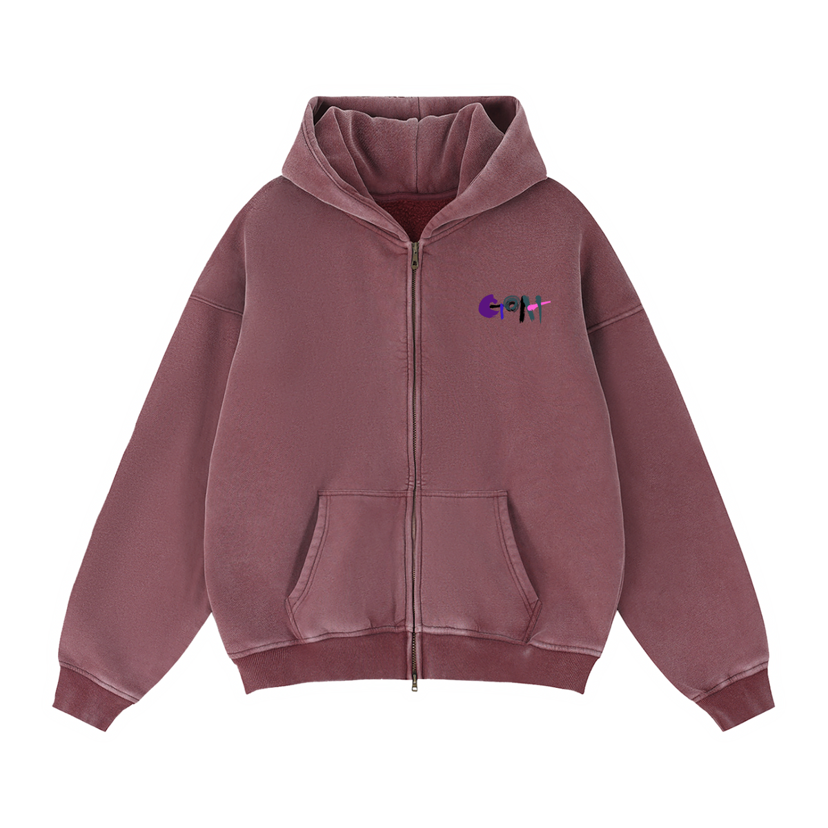 GOAT Zip-Through Boxy Fleece Hoodie
