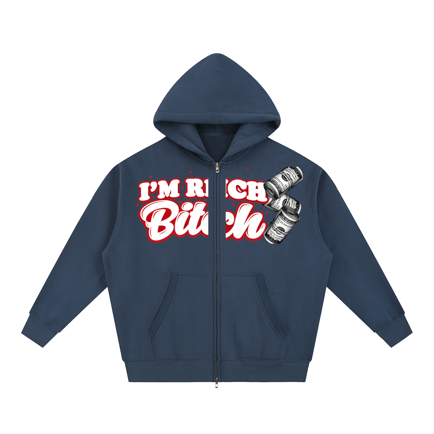 IM RICH BITCH Essential Oversized Fleece Boxy Hoodie