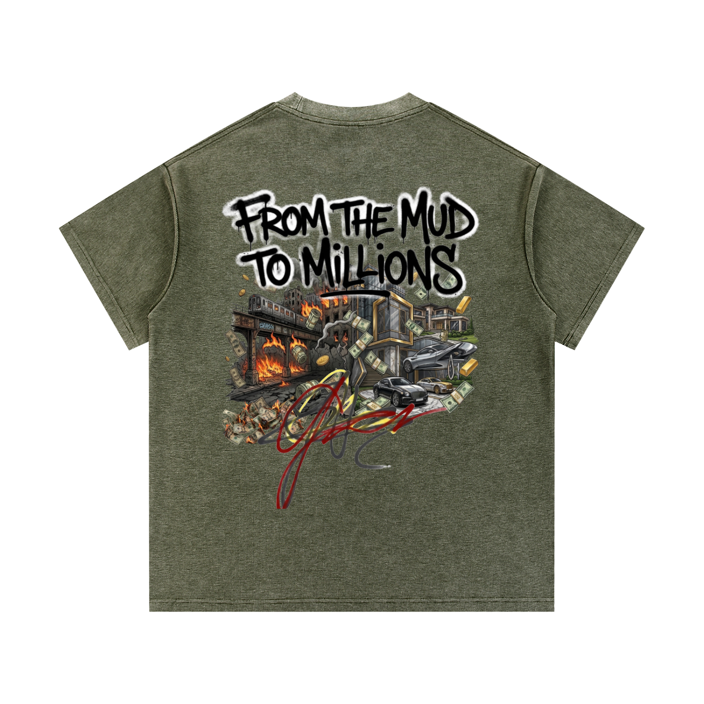 M2M Mineral Wash Waffle Knit T-Shirt