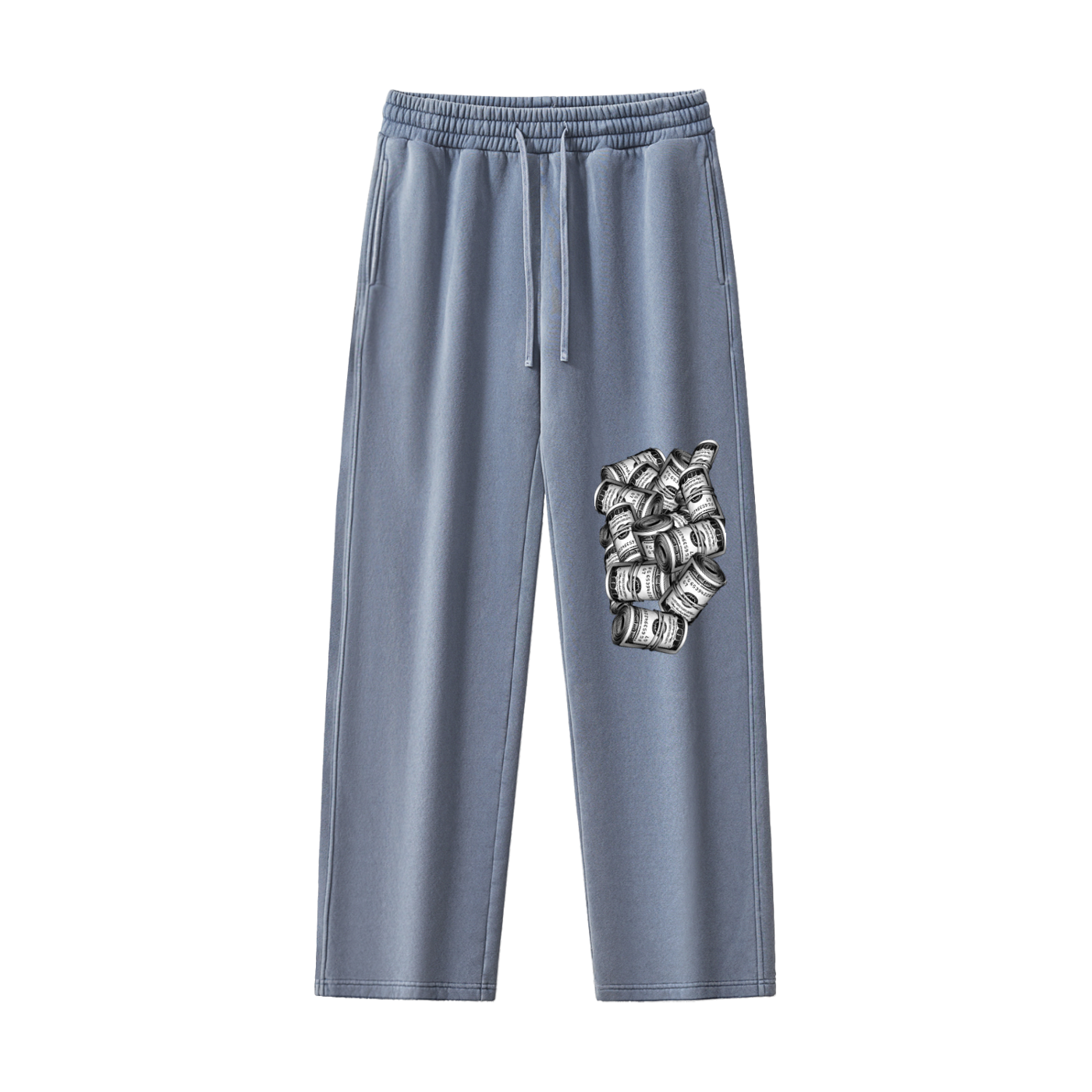IM RICH BITCH Frayed Enzyme Washed Fleece Sweatpants