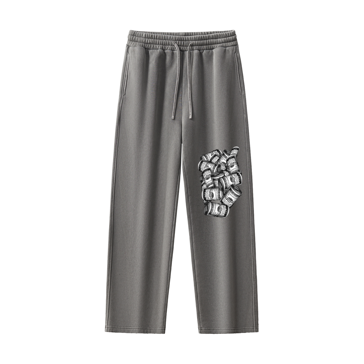 IM RICH BITCH Frayed Enzyme Washed Fleece Sweatpants