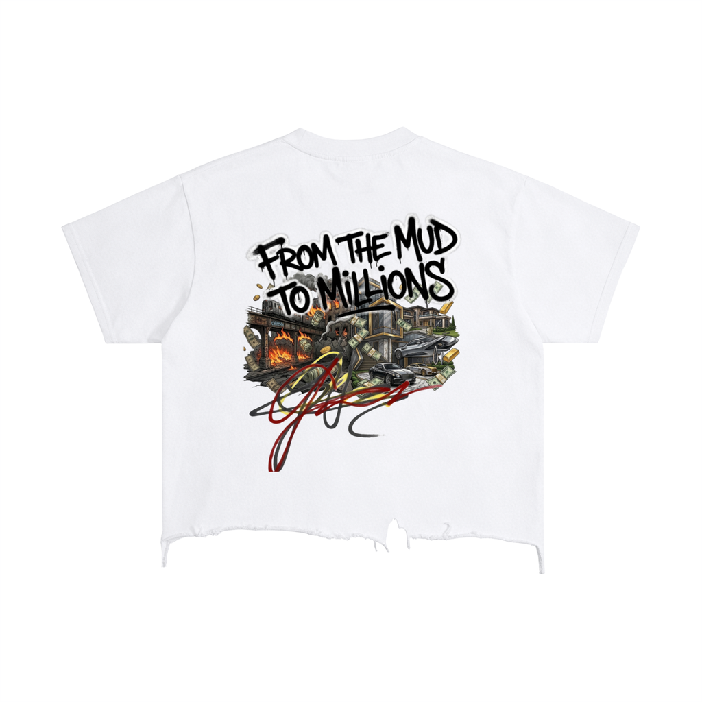 M2M Vintage Wash Boxy Distressed Hem T-Shirt