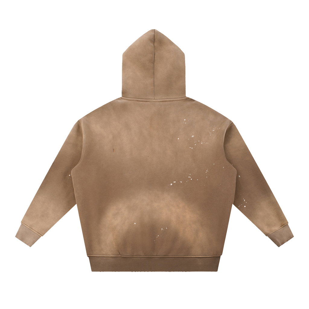 IM RICH BITCH Vintage Washed Frayed Fleece Hoodie