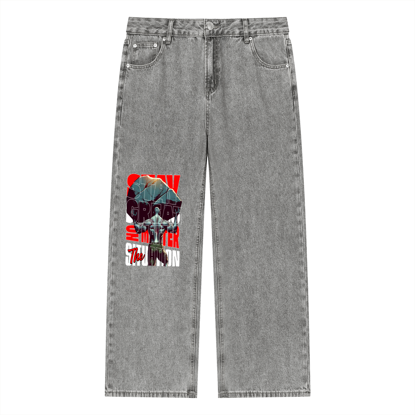SGNMTS Unisex Vintage Wash Straight Leg Jeans