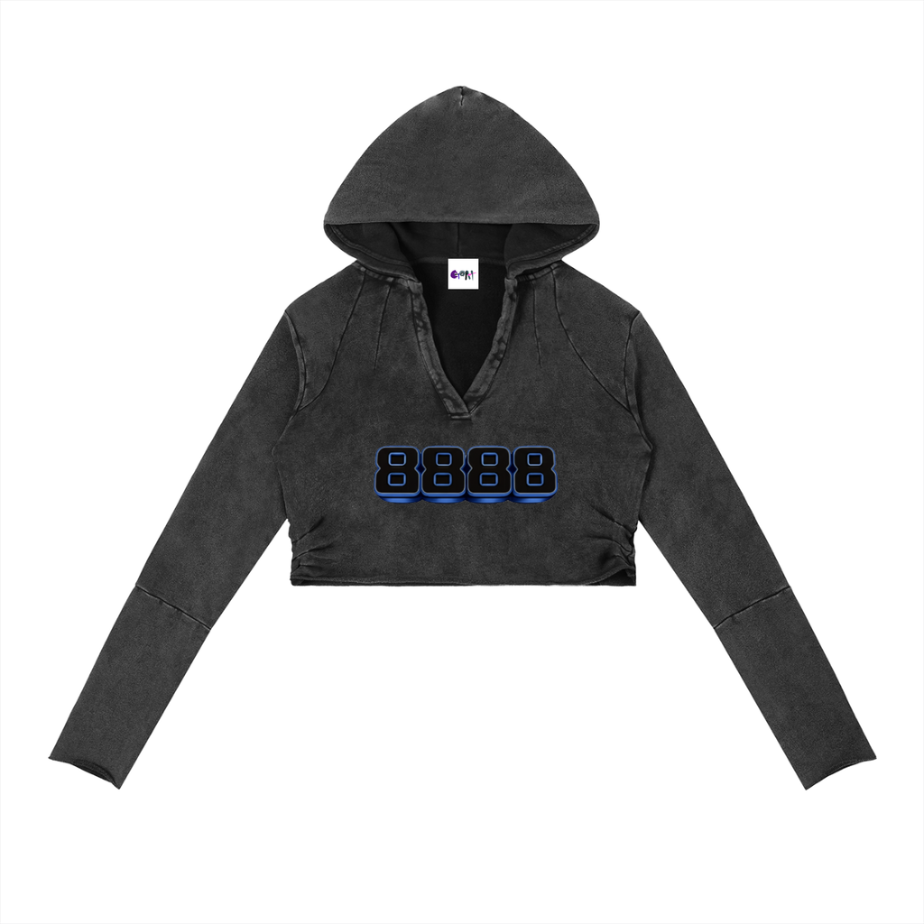 8888 Vintage Washed Raw Edge Hoodie