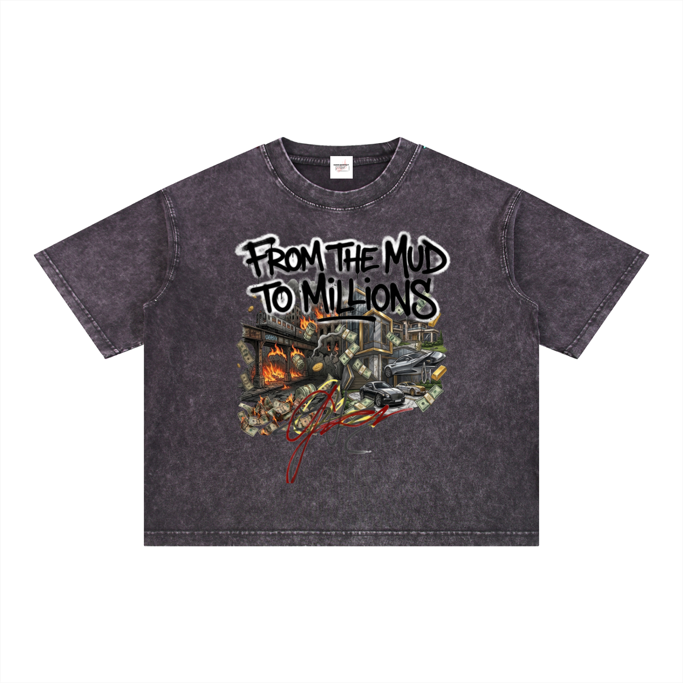M2M Mineral Wash Boxy Cotton T-Shirt