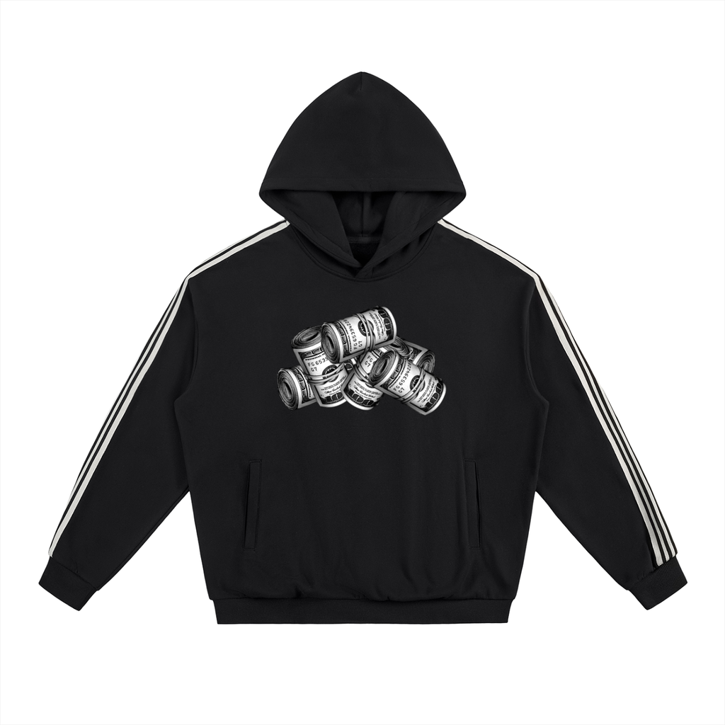 IM RICH BITCH - Side Stripe Drop-Shoulder Hoodie