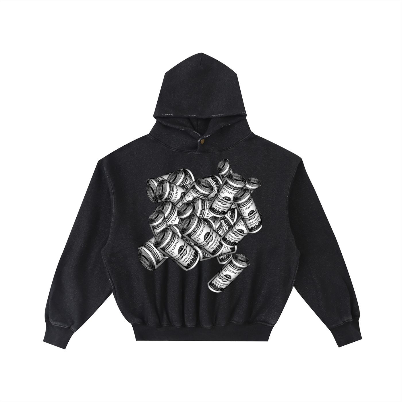 IM RICH BITCH Frayed Enzyme Washed Fleece Hoodie