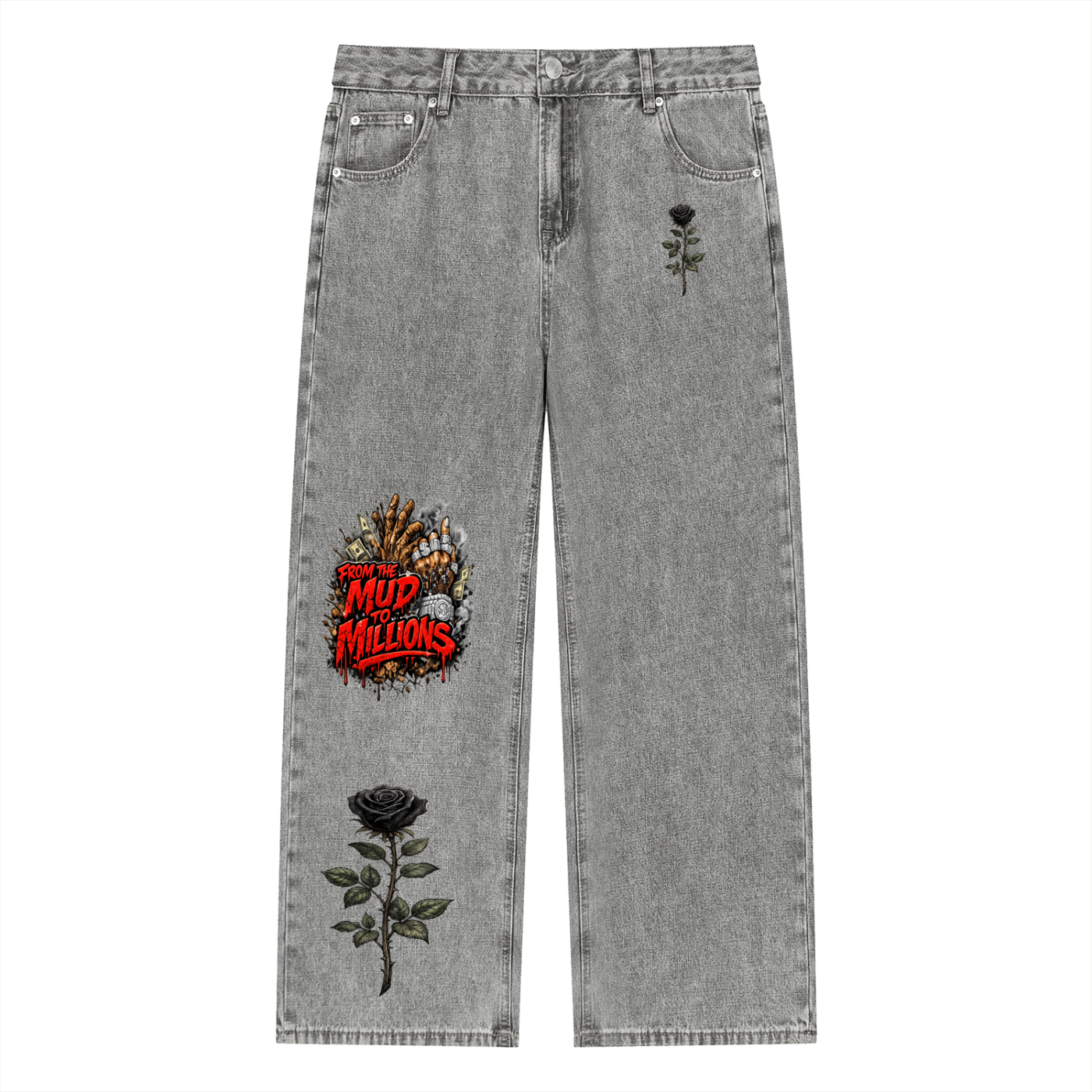 M2M Unisex Vintage Wash Straight Leg Jeans