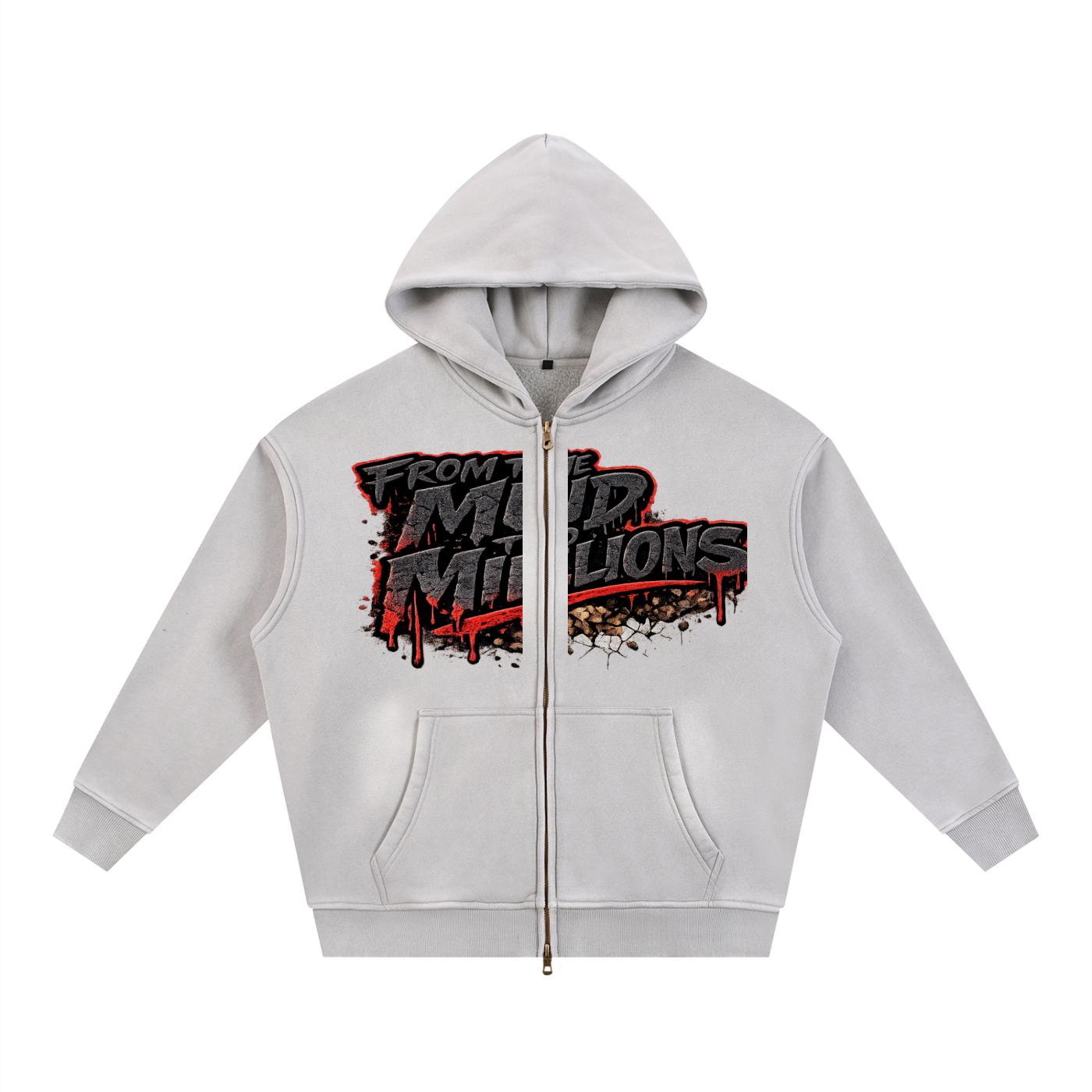 M2M Sunfade Two-way Zipper Boxy Fleece Hoodie