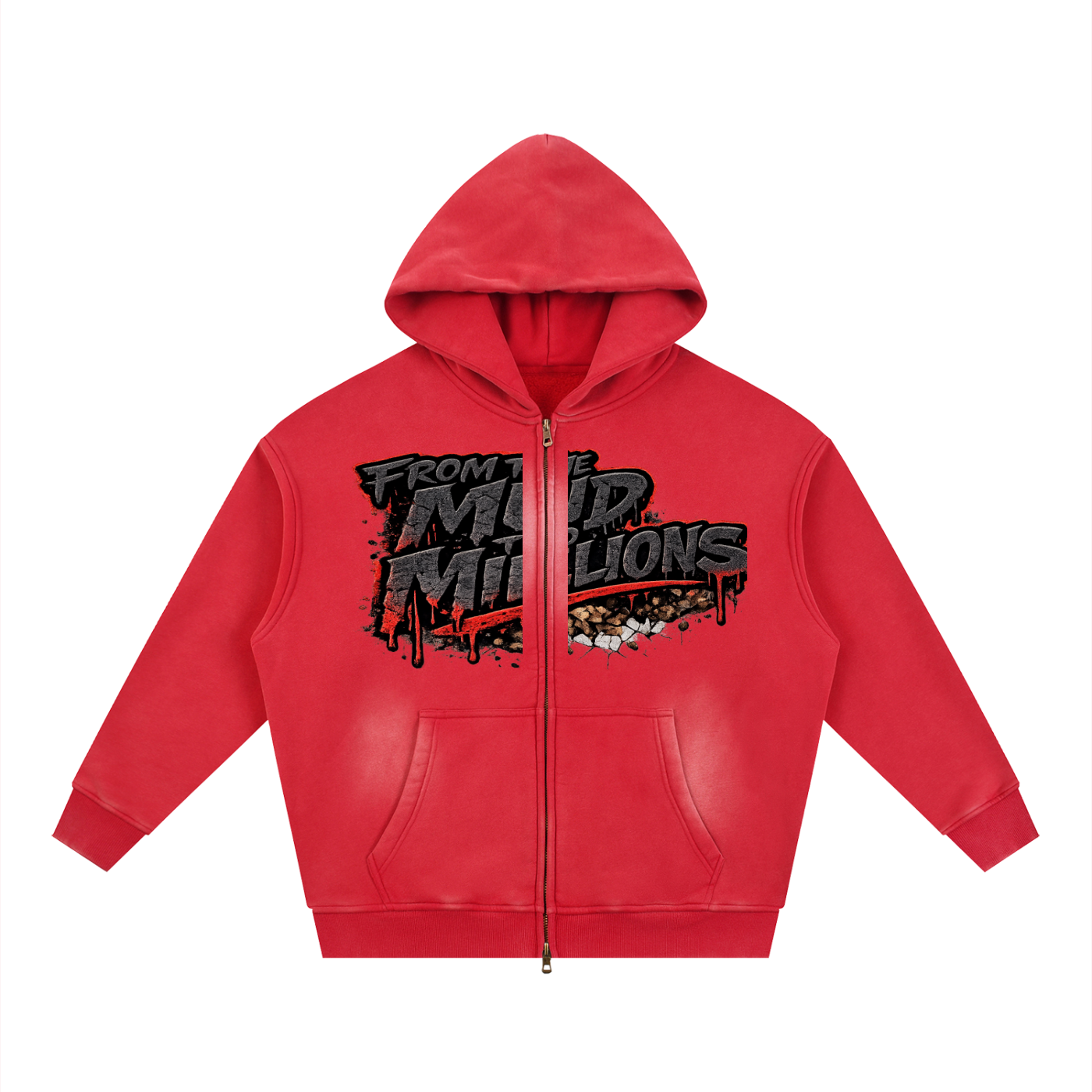M2M Sunfade Two-way Zipper Boxy Fleece Hoodie