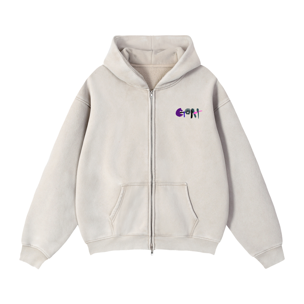 GOAT Zip-Through Boxy Fleece Hoodie