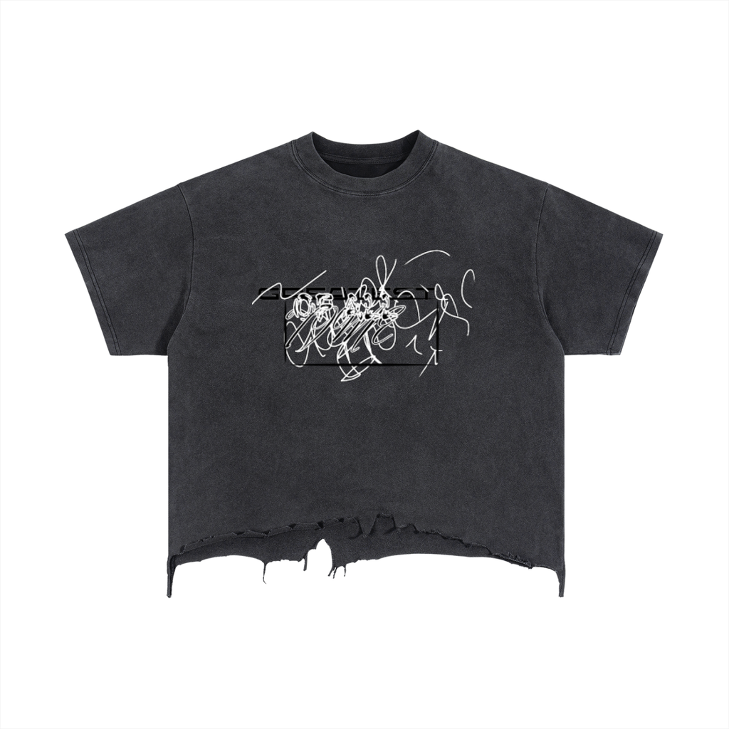 GTSVintage Wash Boxy Distressed Hem T-Shirt