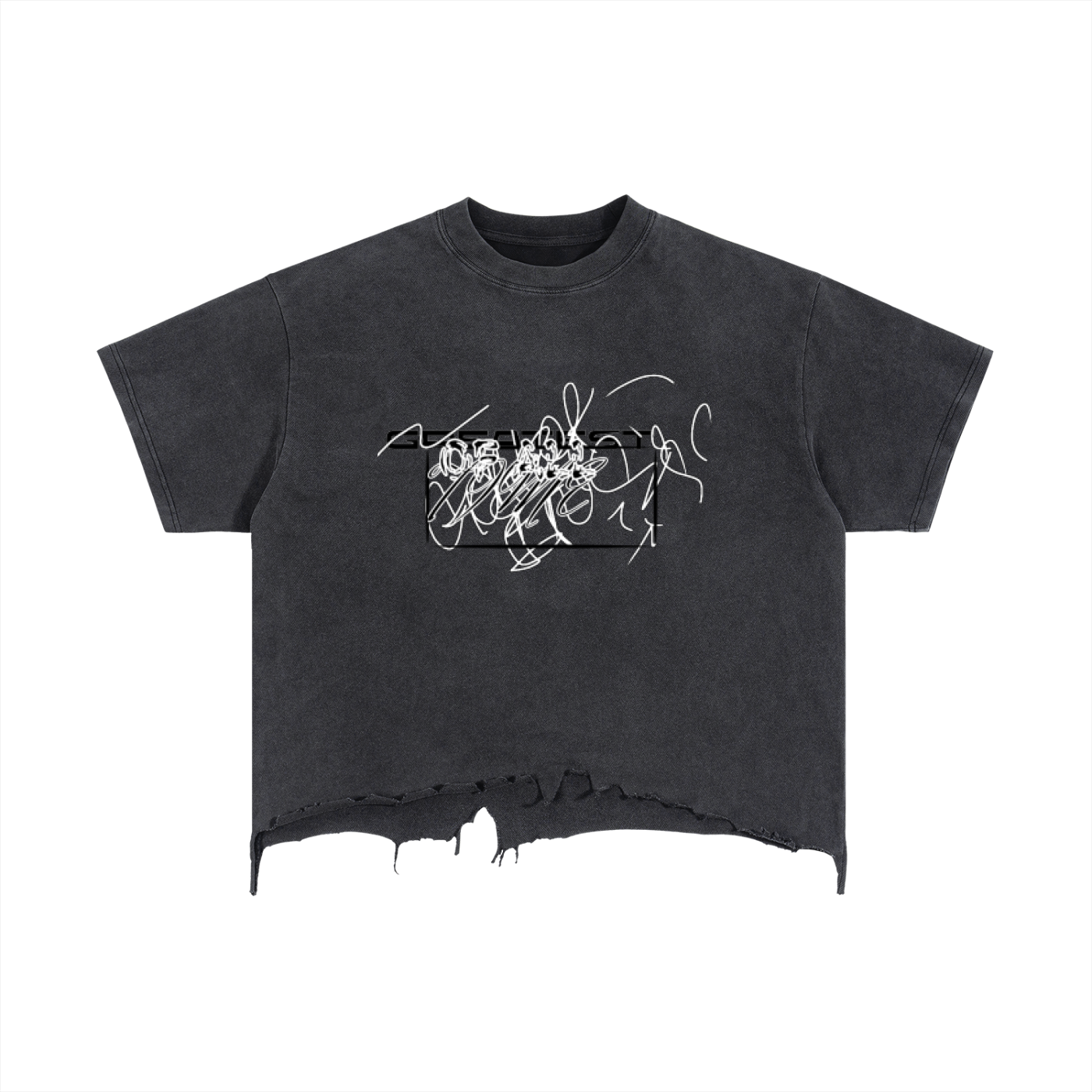 GTSVintage Wash Boxy Distressed Hem T-Shirt