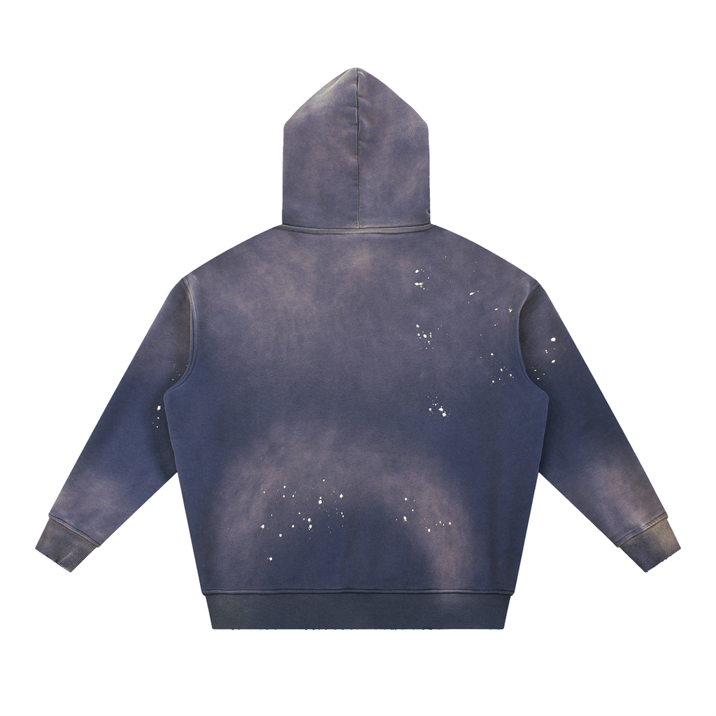IM RICH BITCH Vintage Washed Frayed Fleece Hoodie