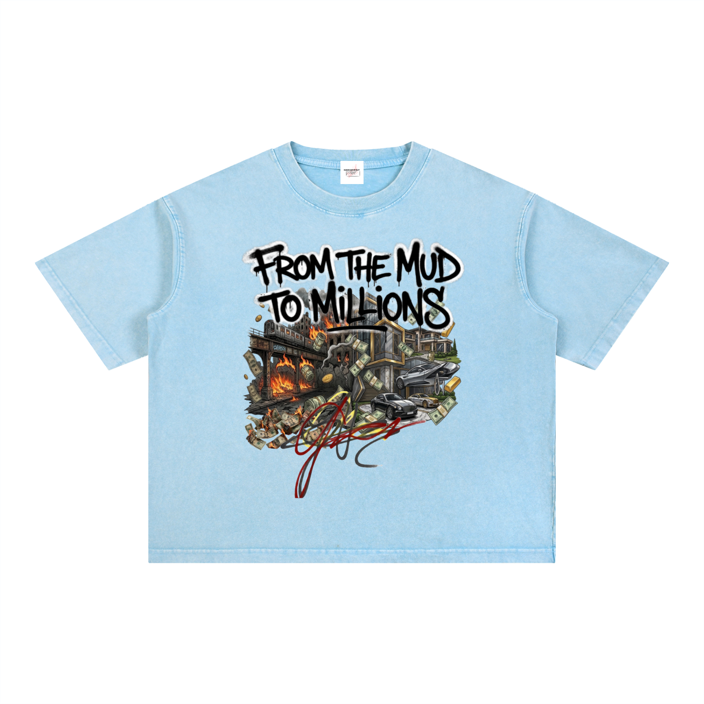 M2M Mineral Wash Boxy Cotton T-Shirt