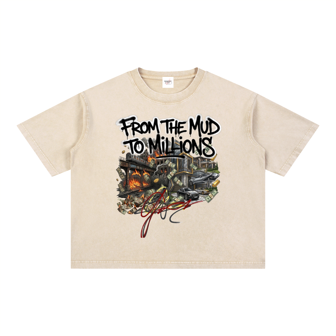 M2M Mineral Wash Boxy Cotton T-Shirt