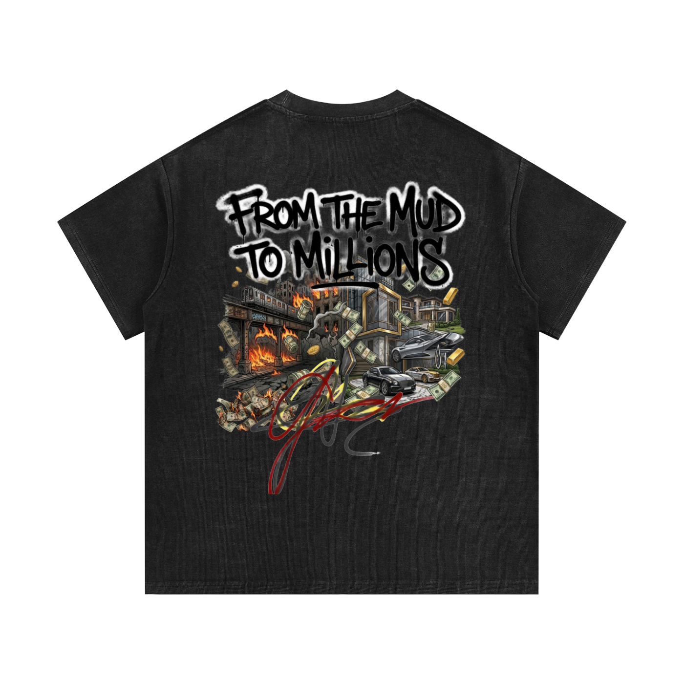 M2M Mineral Wash Waffle Knit T-Shirt