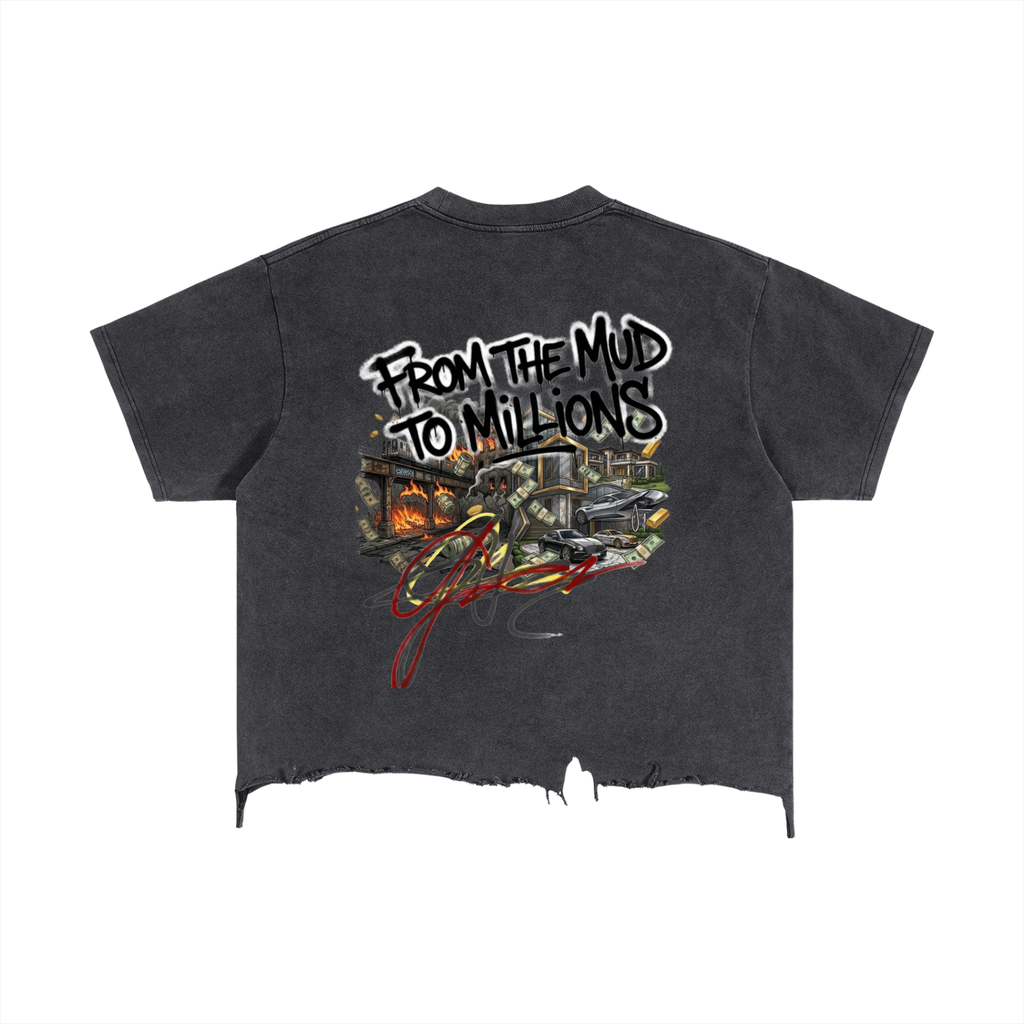 M2M Vintage Wash Boxy Distressed Hem T-Shirt