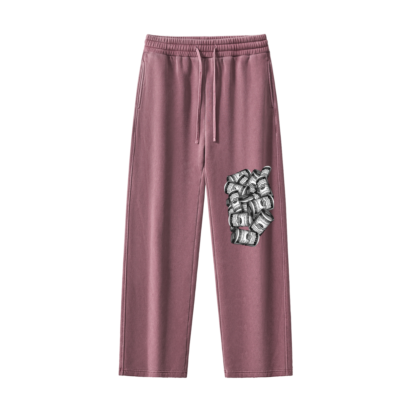 IM RICH BITCH Frayed Enzyme Washed Fleece Sweatpants