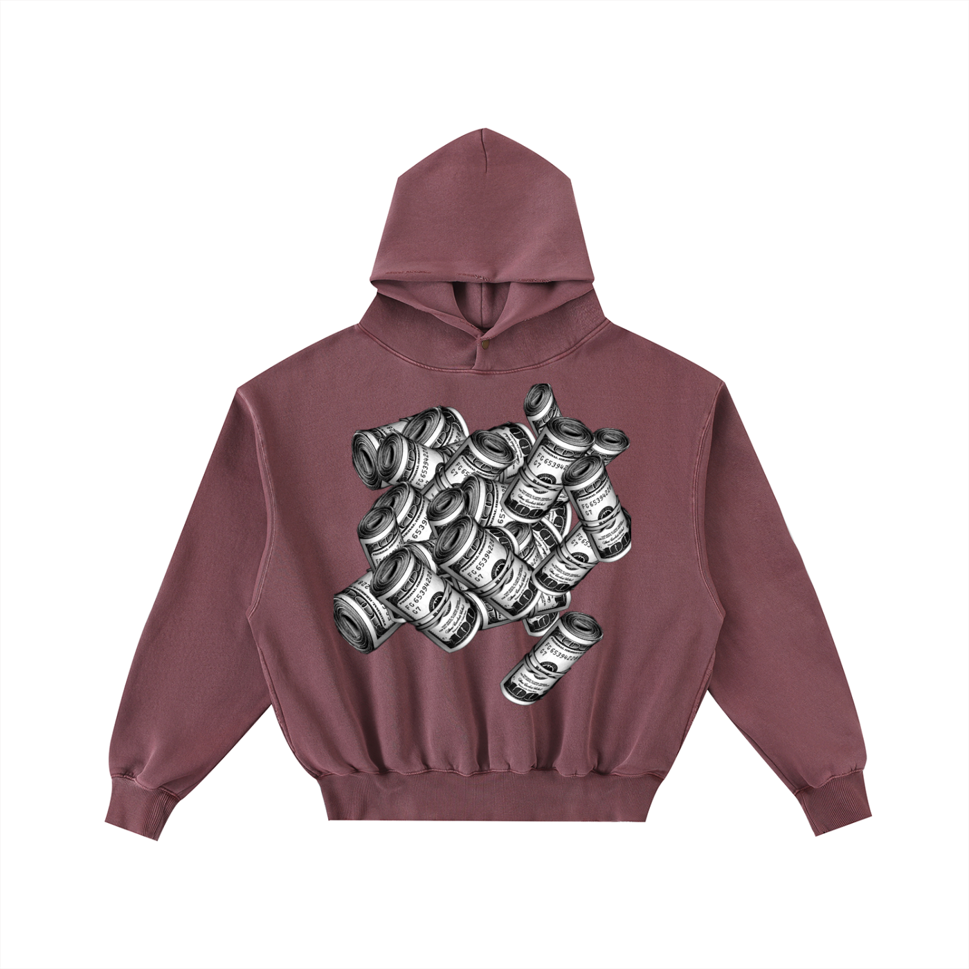 IM RICH BITCH Frayed Enzyme Washed Fleece Hoodie