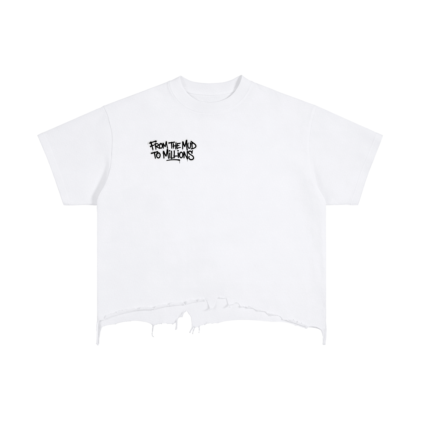 M2M Vintage Wash Boxy Distressed Hem T-Shirt