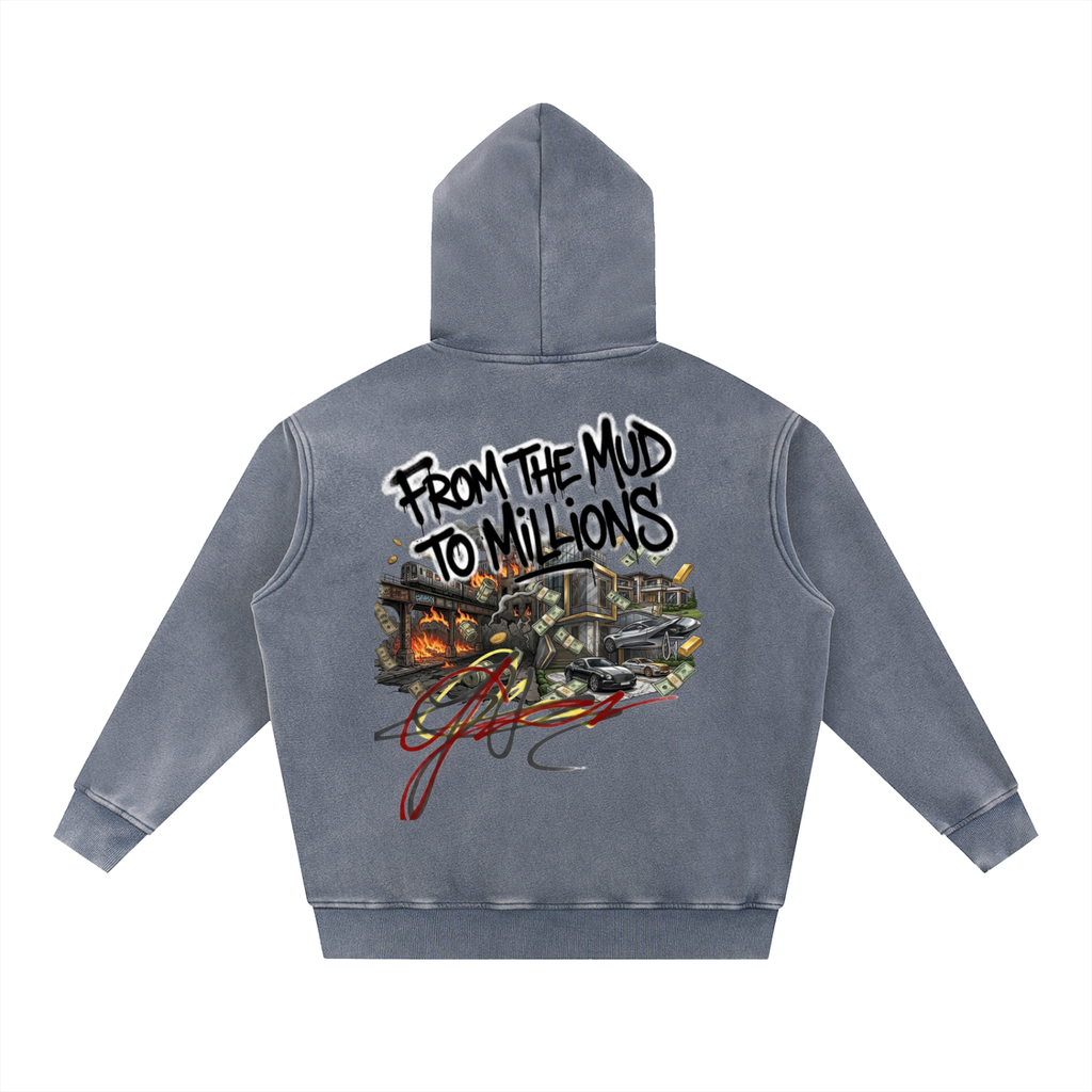 M2M Snow Wash Fleece Oversize Hoodie