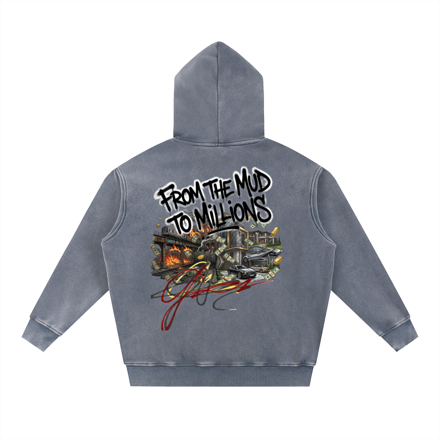 M2M Snow Wash Fleece Oversize Hoodie
