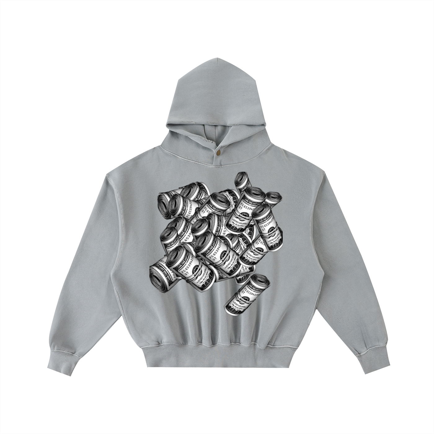 IM RICH BITCH Frayed Enzyme Washed Fleece Hoodie
