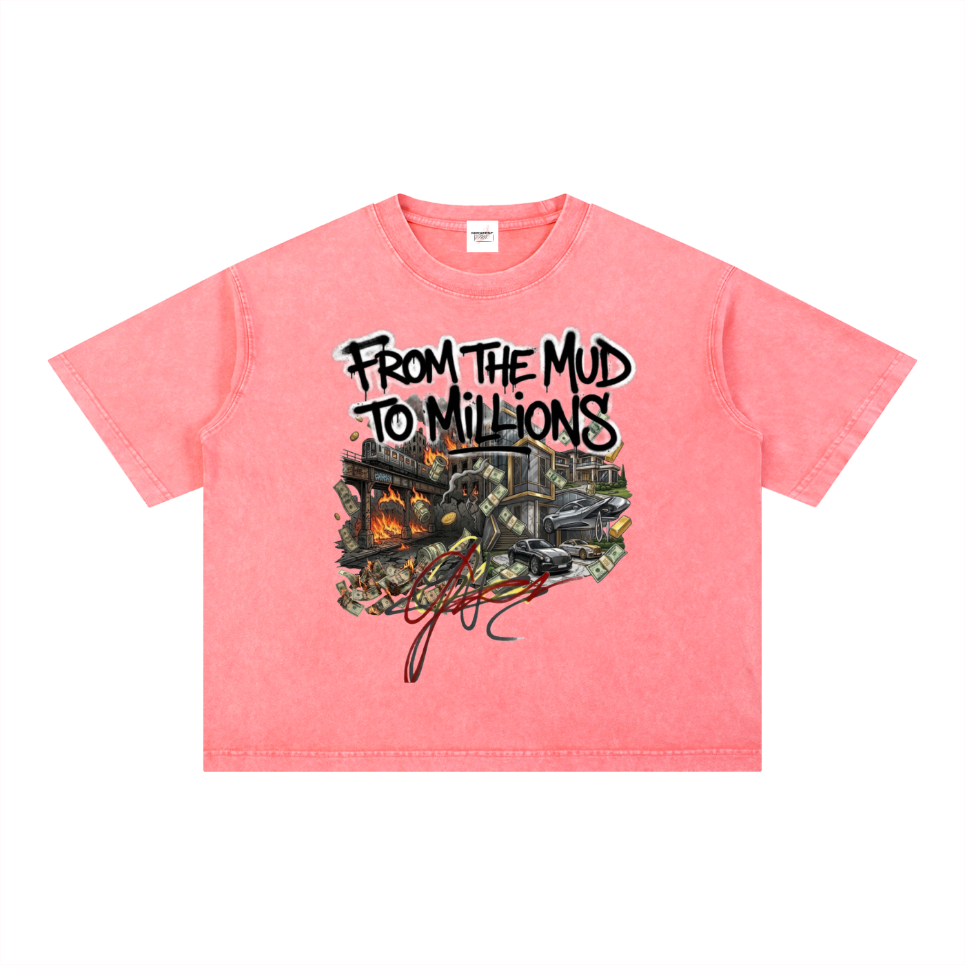 M2M Mineral Wash Boxy Cotton T-Shirt