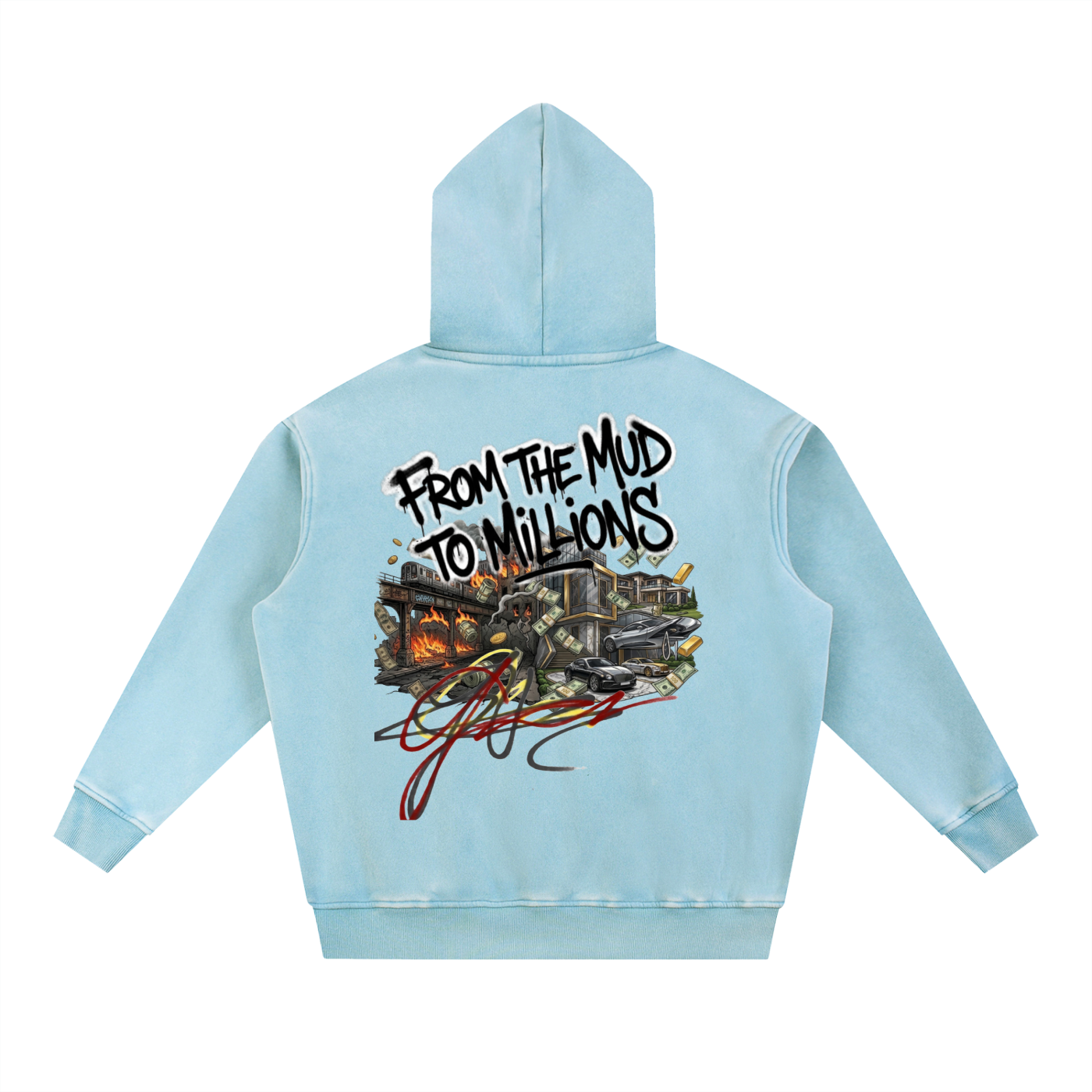 M2M Snow Wash Fleece Oversize Hoodie