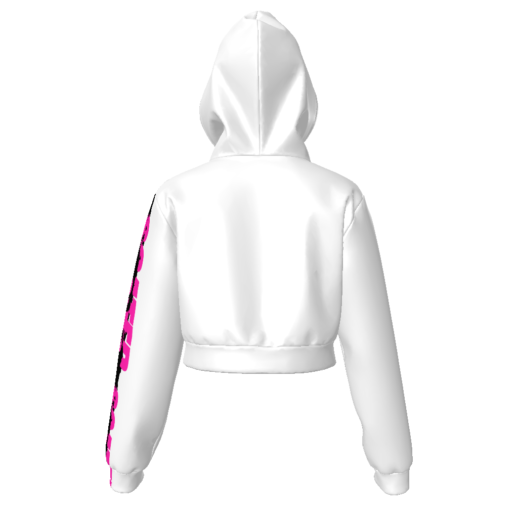 Women's All White Goated Zip Up Crop Hoodie