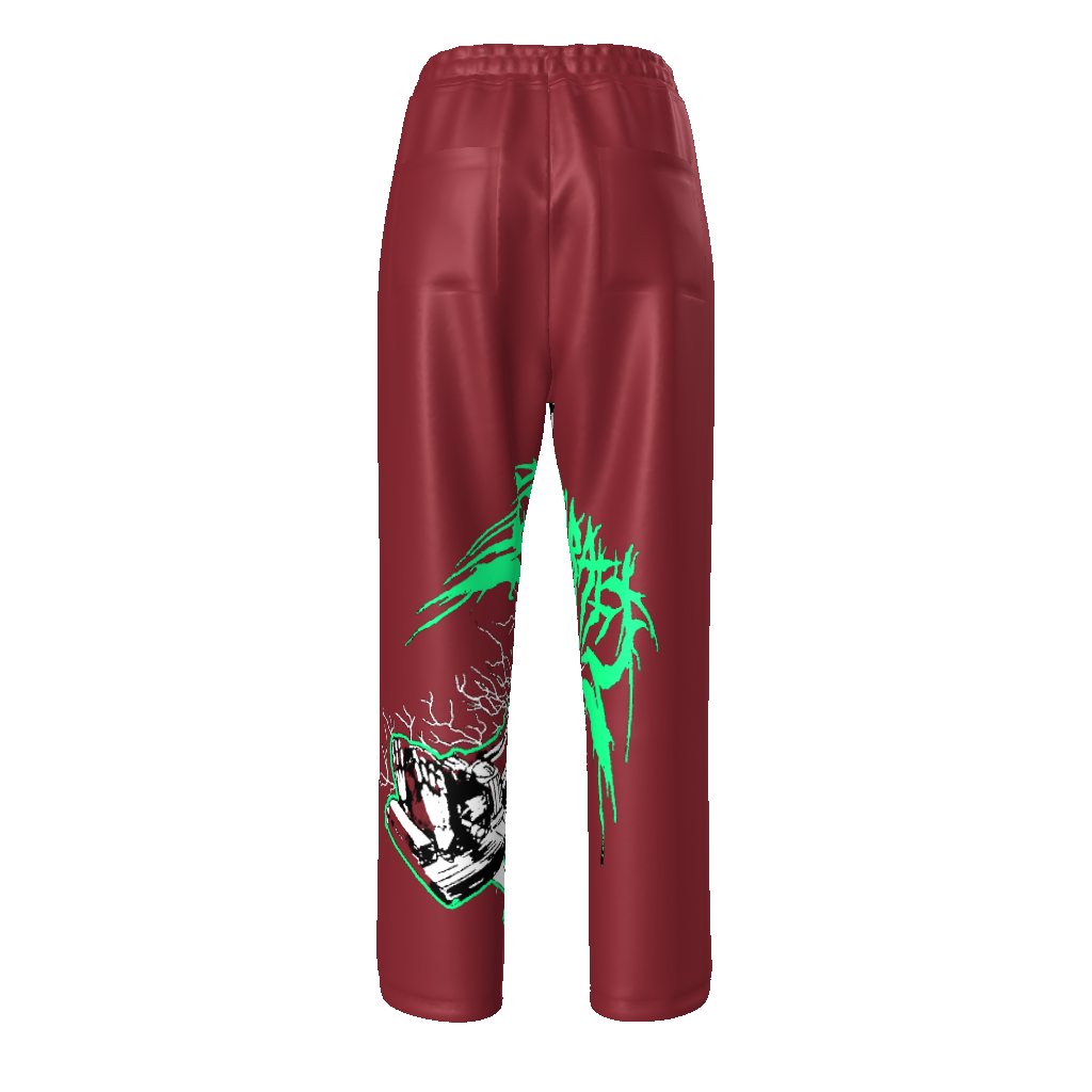 Green Flushed Straight Leg Pants