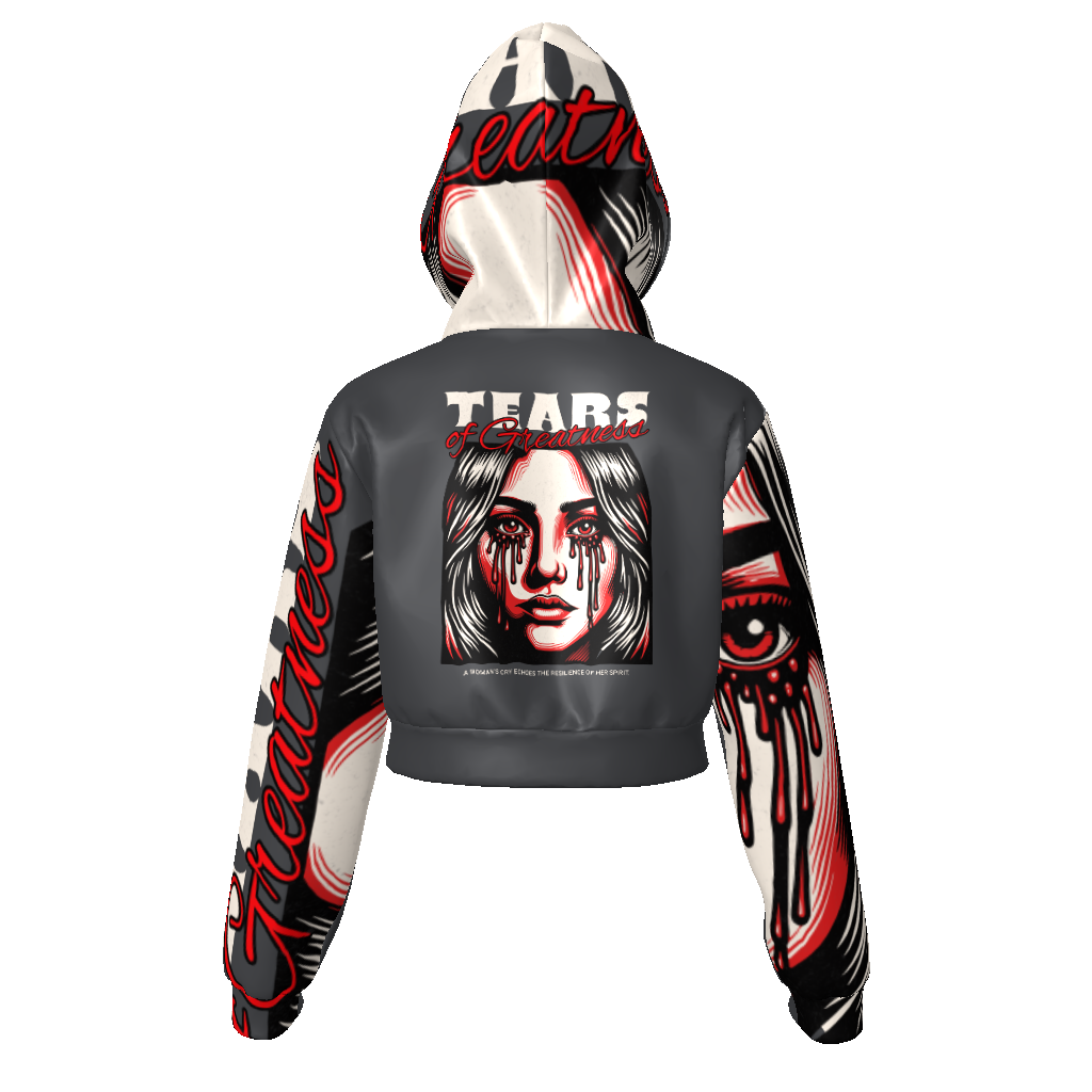 Tears Of Greatness Women's Zip Up Crop Hoodie