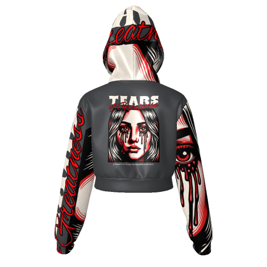 Tears Of Greatness Women's Zip Up Crop Hoodie