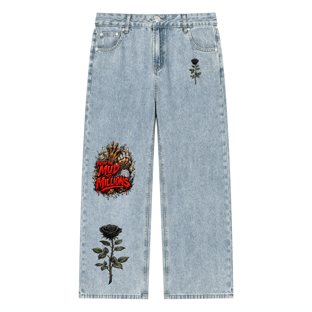 M2M Unisex Vintage Wash Straight Leg Jeans
