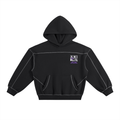 Contrast-Stitched Boxy Fleece Hoodie
