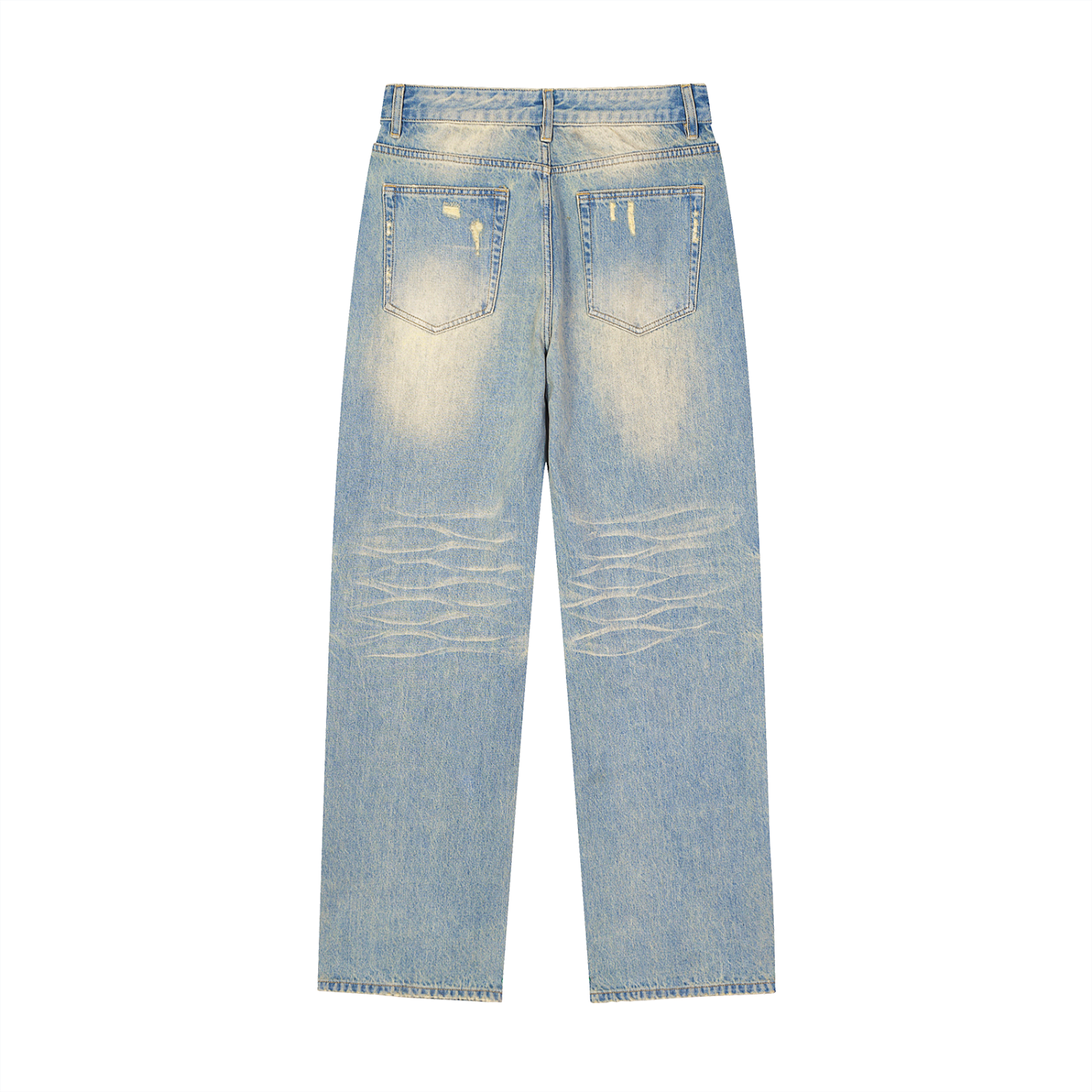 M2M Sun Fade Raw Hem Denim Jeans