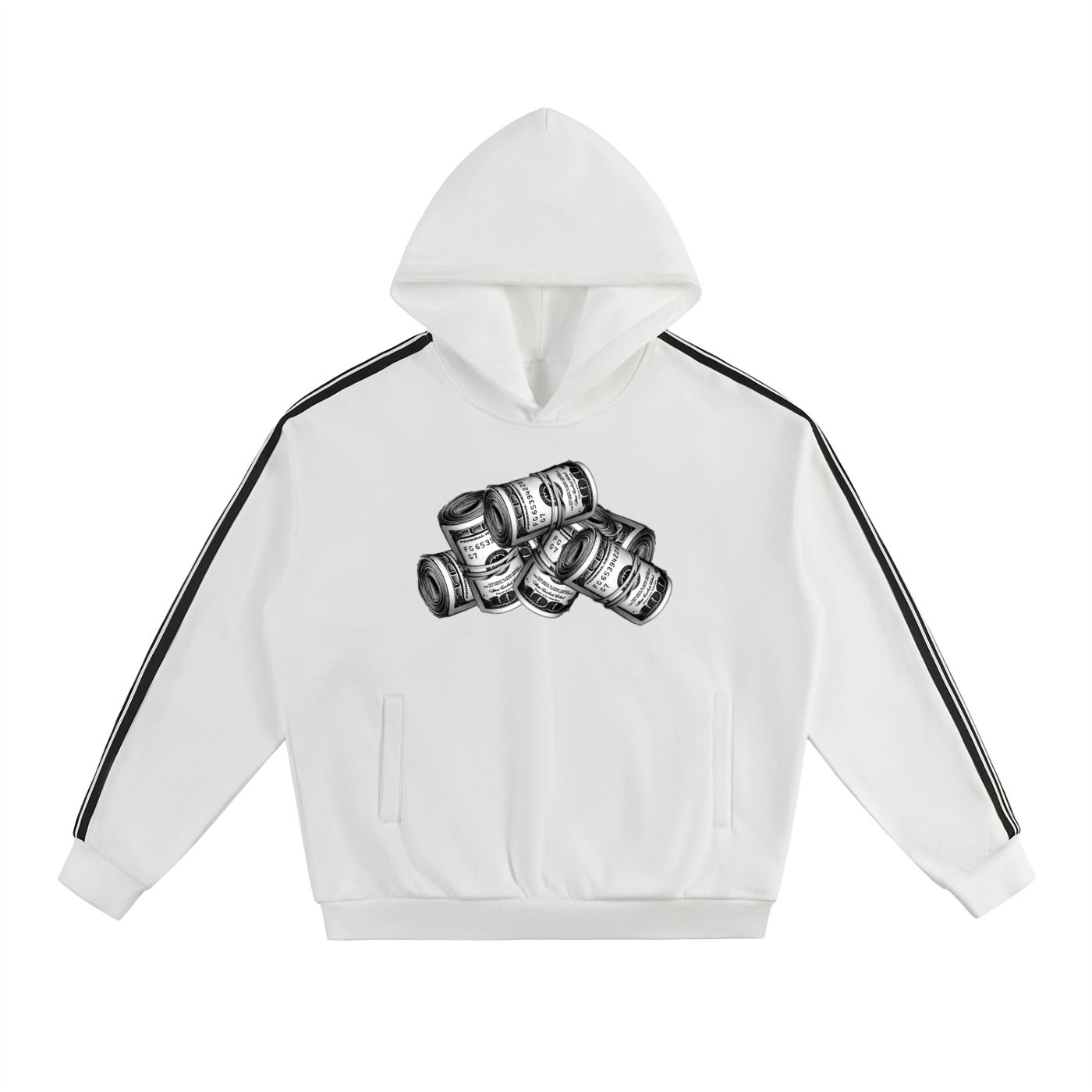 IM RICH BITCH - Side Stripe Drop-Shoulder Hoodie