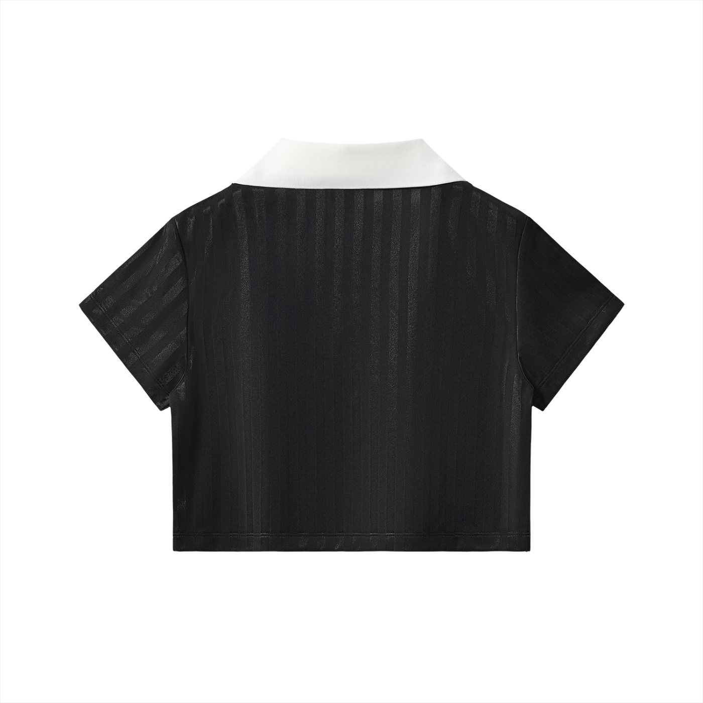 IM RICH BITCH - Contrast Collar Striped Cropped Jersey