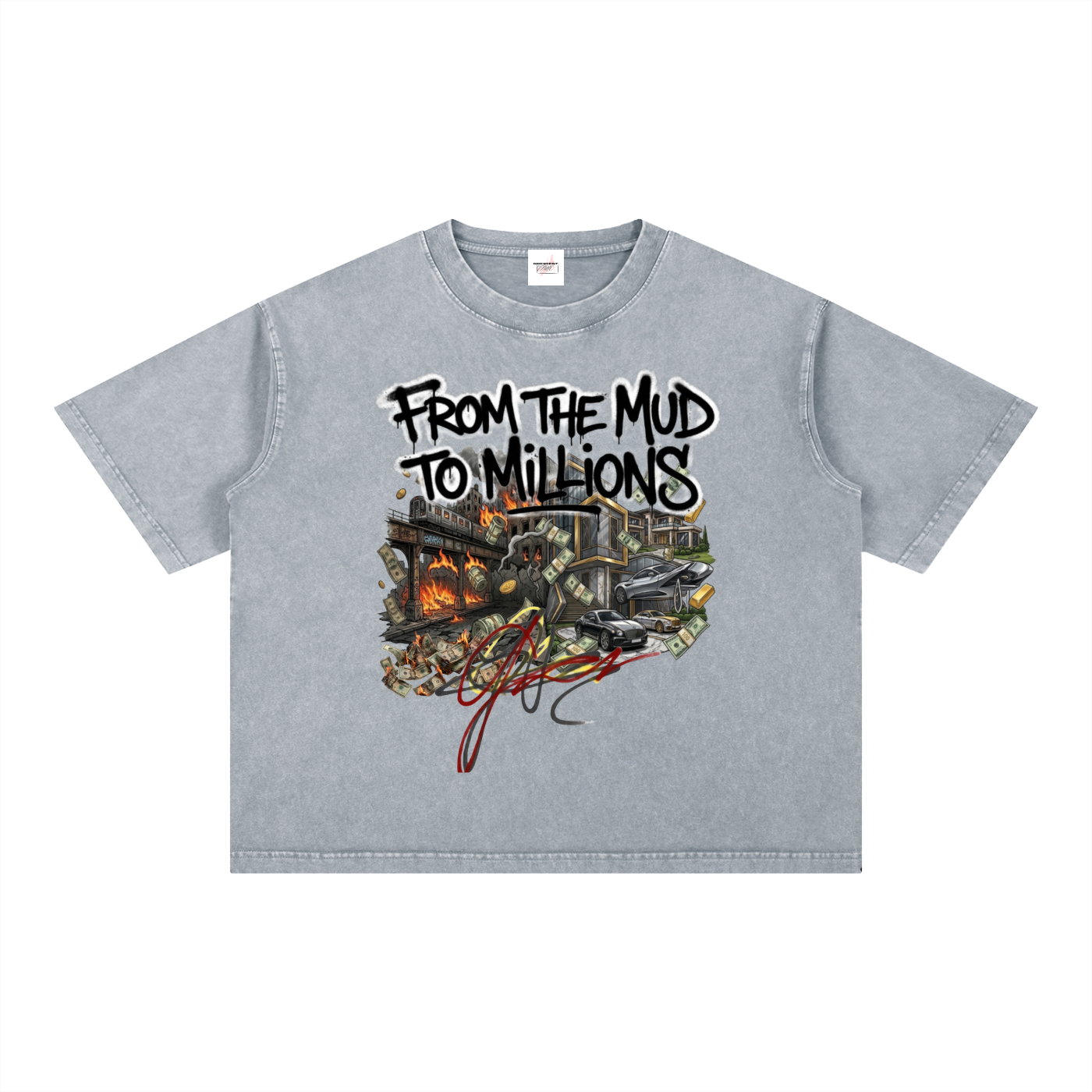 M2M Mineral Wash Boxy Cotton T-Shirt