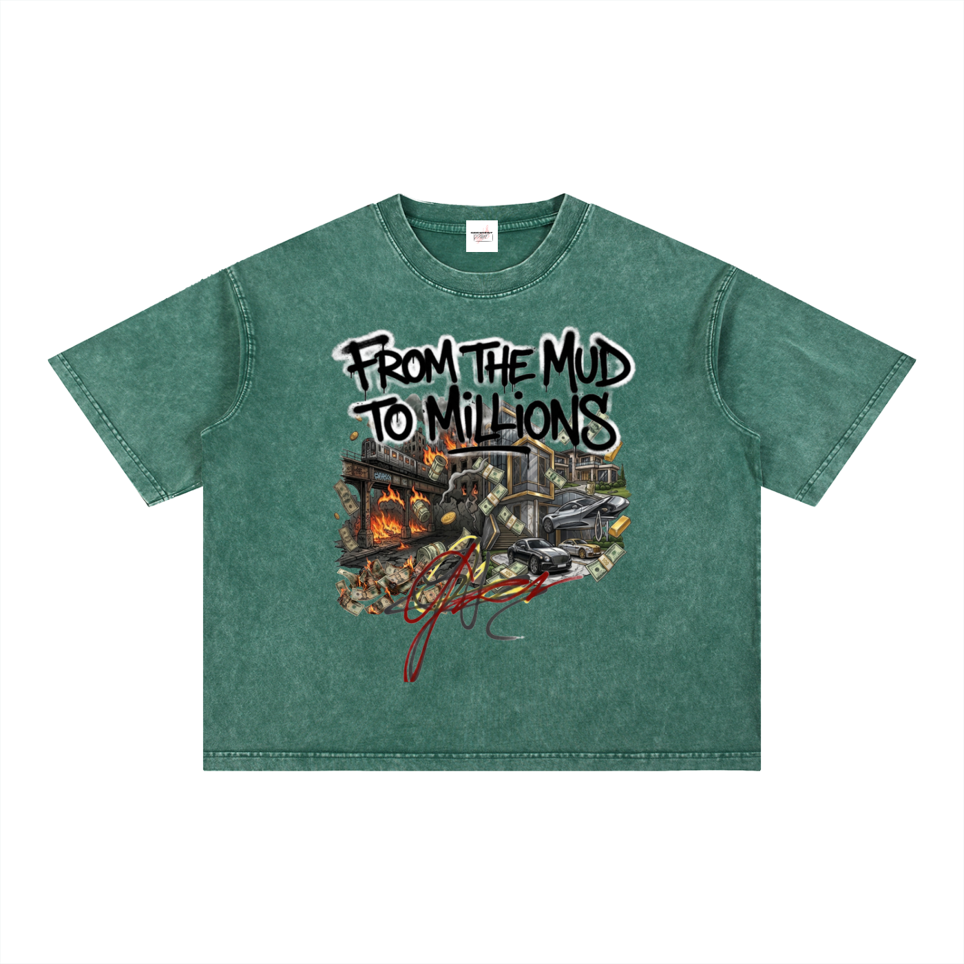 M2M Mineral Wash Boxy Cotton T-Shirt