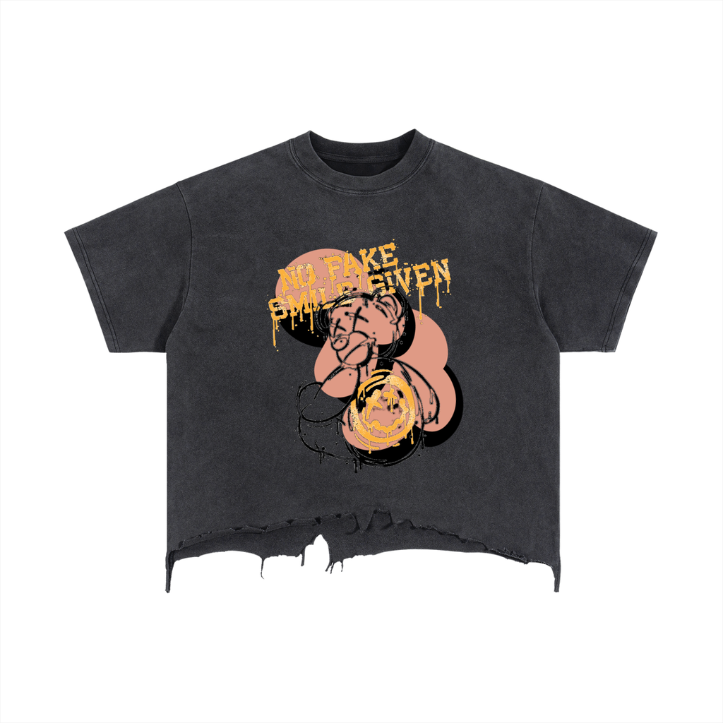 NFSG Vintage Wash Boxy Distressed Hem T-Shirt