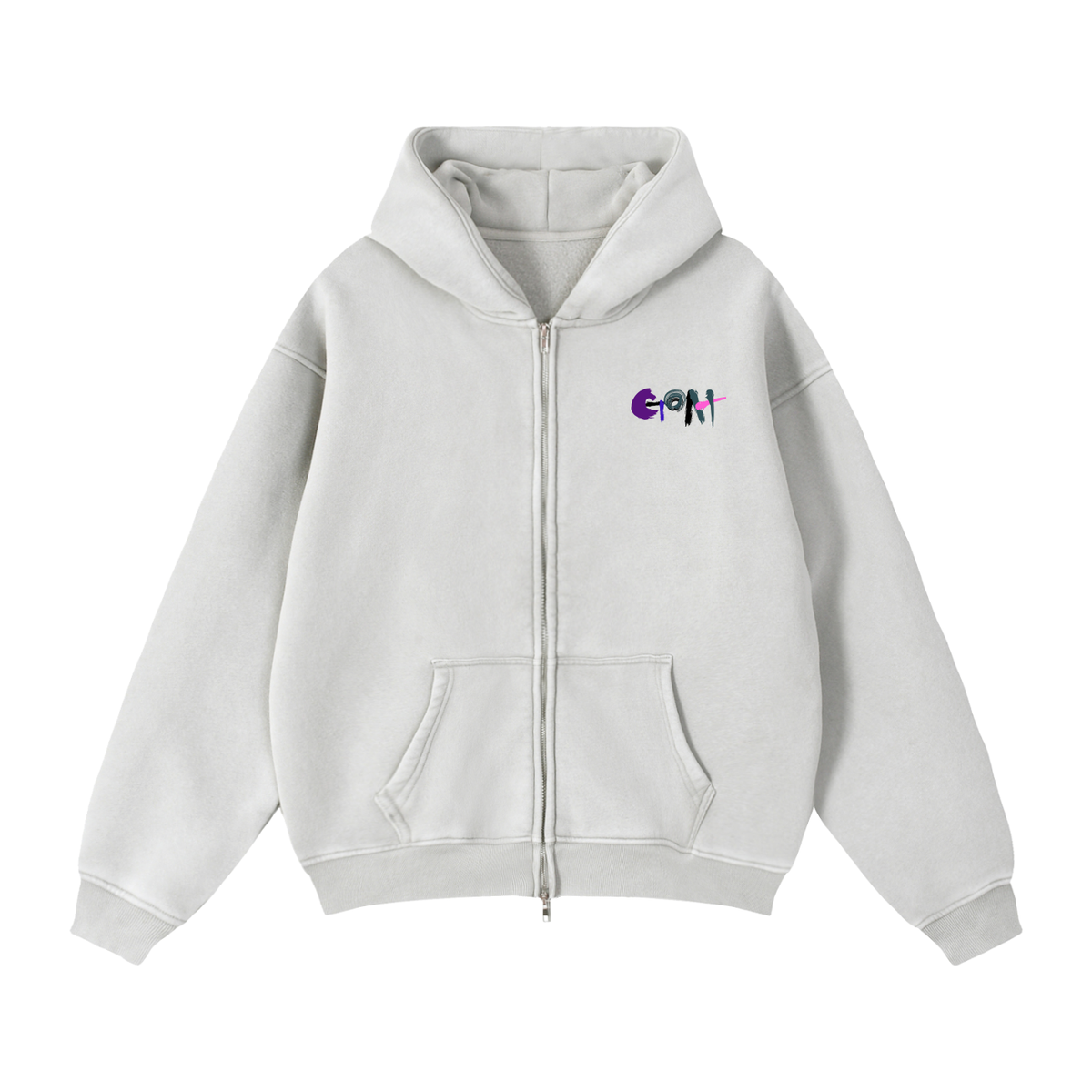 GOAT Zip-Through Boxy Fleece Hoodie
