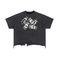 IM RICH BITCH -Vintage Wash Boxy Distressed Hem T-Shirt