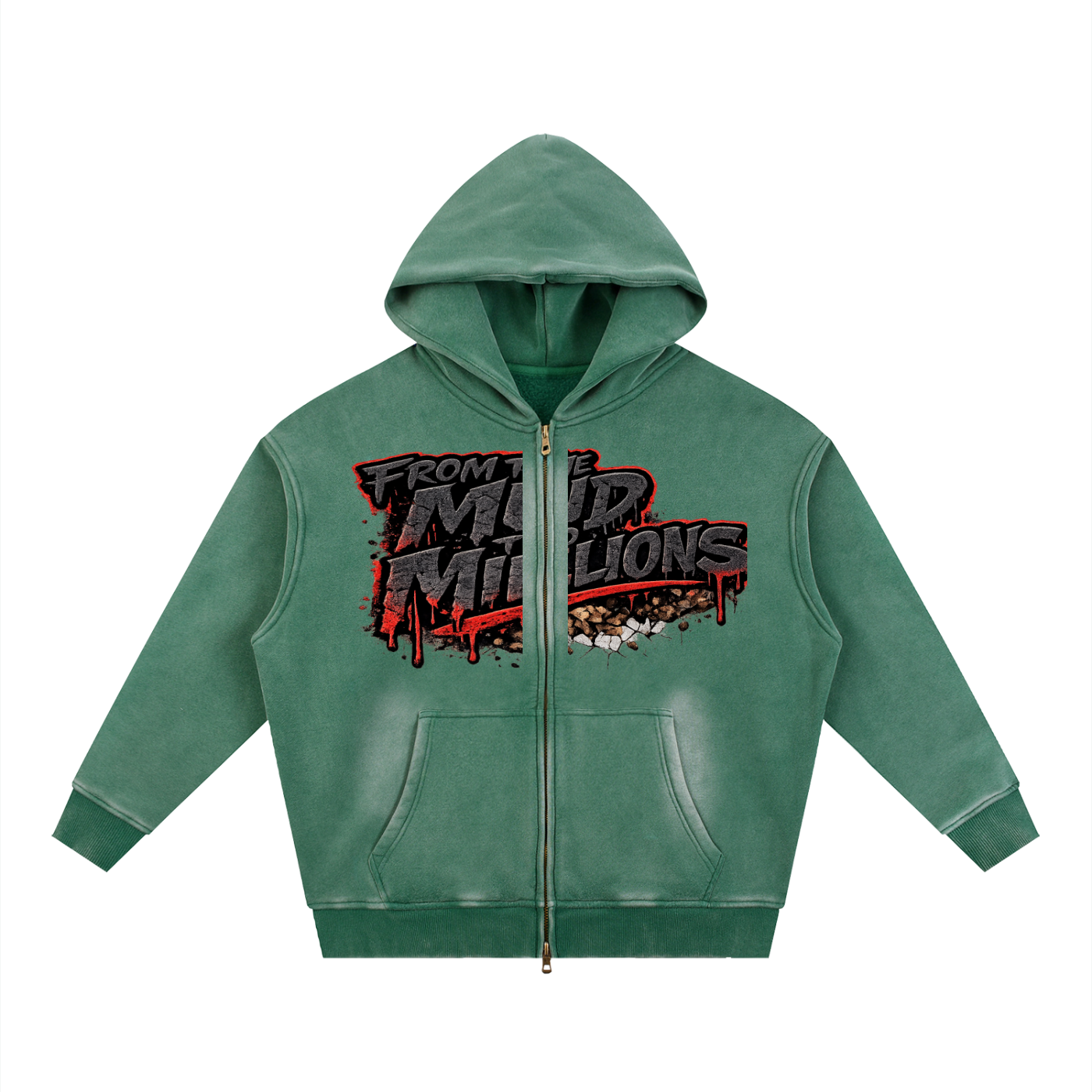 M2M Sunfade Two-way Zipper Boxy Fleece Hoodie