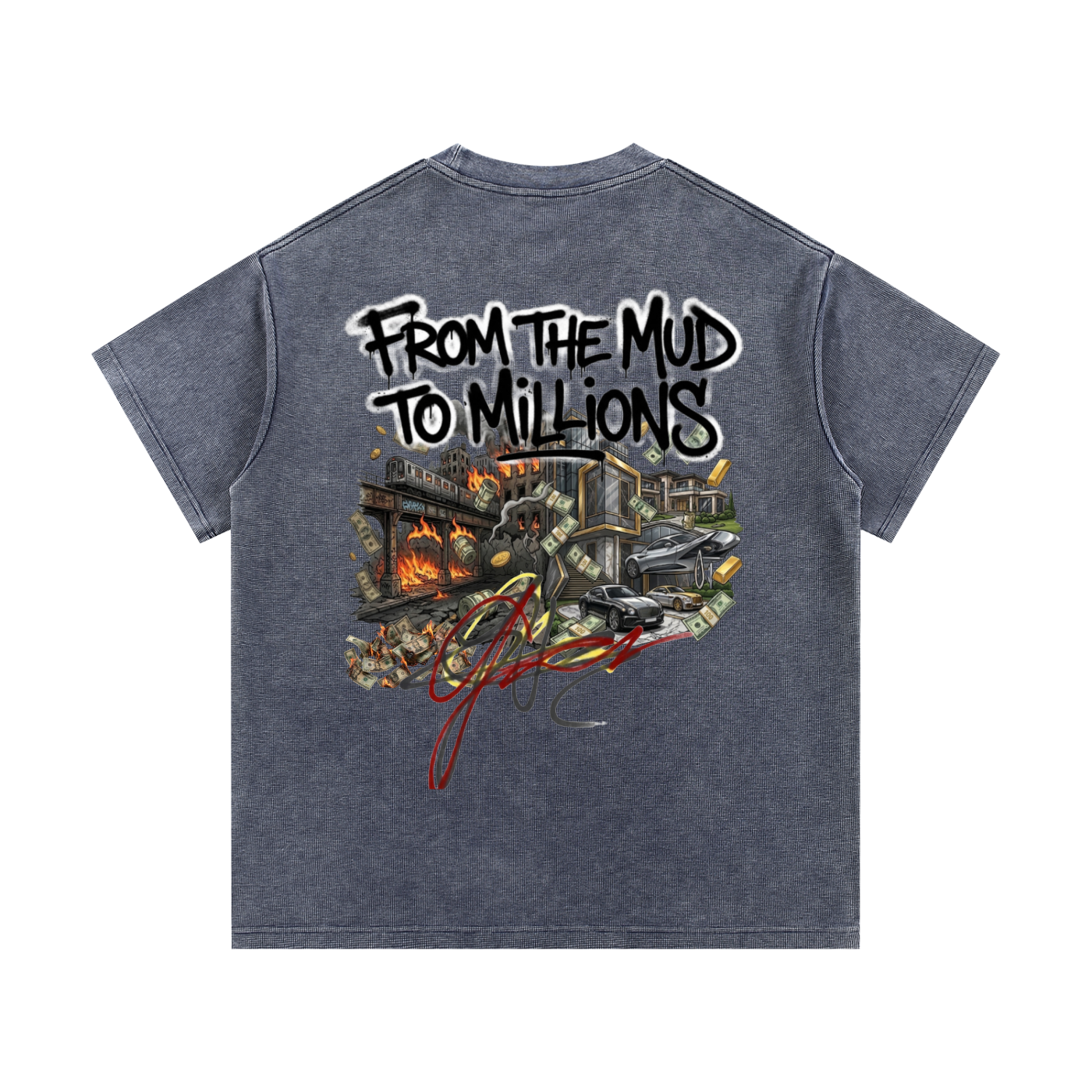 M2M Mineral Wash Waffle Knit T-Shirt