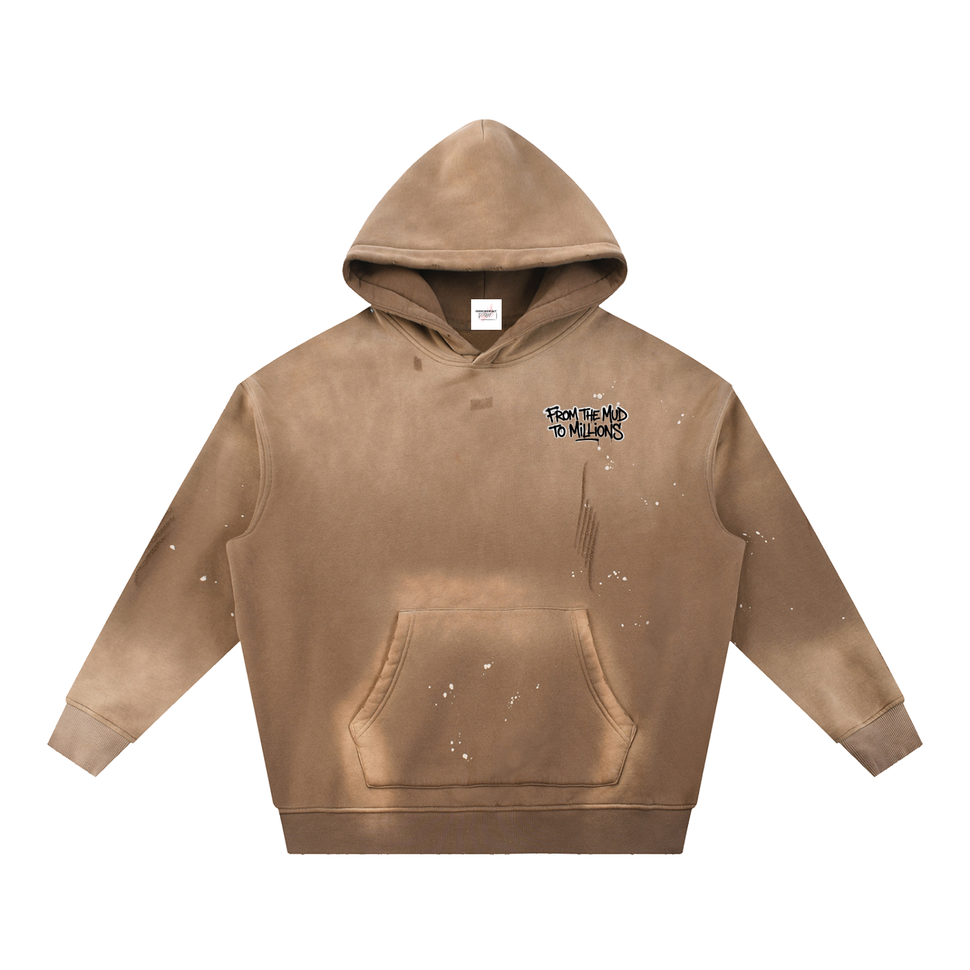 M2M Vintage Washed Frayed Fleece Hoodie