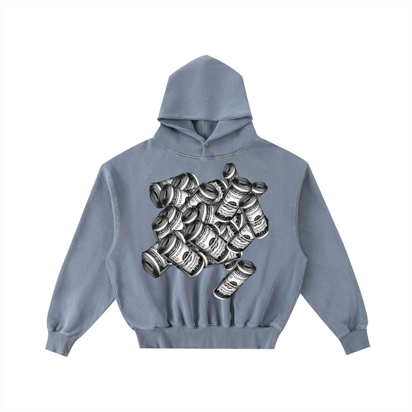 IM RICH BITCH Frayed Enzyme Washed Fleece Hoodie